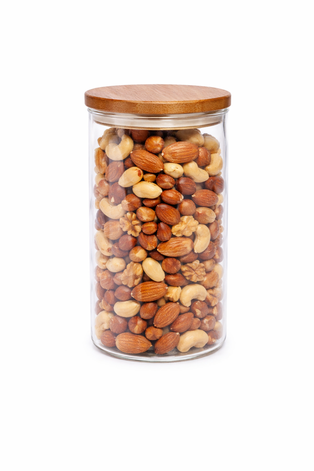 Glazen bewaarpot met bamboe deksel – 950 ml