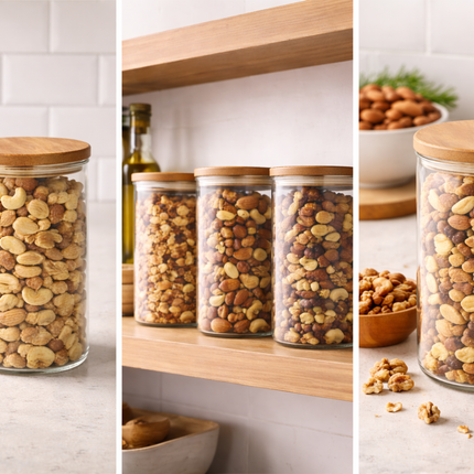 Glazen bewaarpot met bamboe deksel – 950 ml
