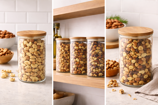Glazen bewaarpot met bamboe deksel – 950 ml